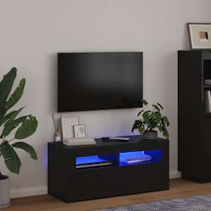TV omarica z LED lučkami črna 90x35x40 cm