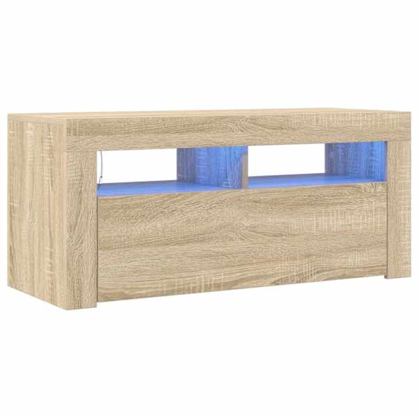 vidaXL telerialus LED-tuledega, Sonoma tamm, 90 x 35 x 40 cm