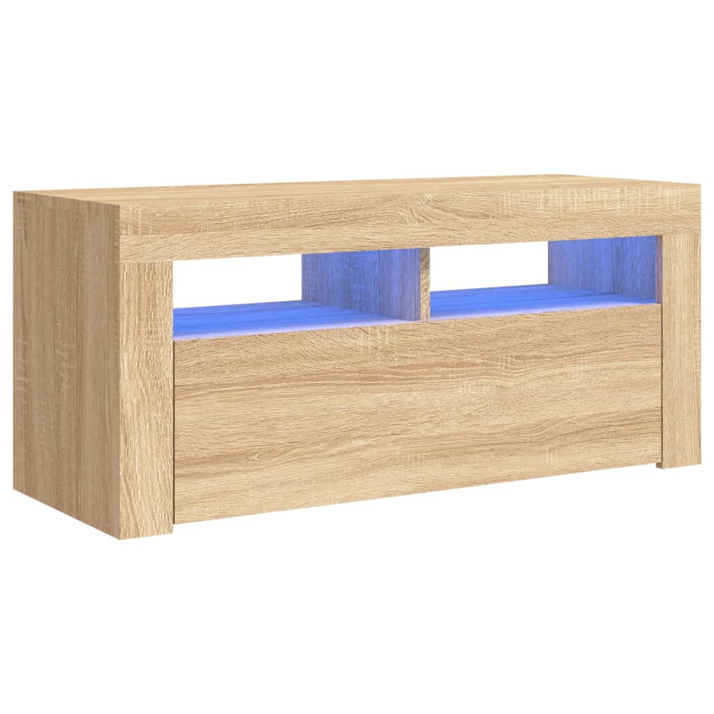 

vidaXL TV Cabinet with LED Lights Sonoma Oak 35.4"x13.8"x15.7"