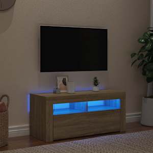 TV skříňka s LED osvětlením dub sonoma 90 x 35 x 40 cm - obrázek 1