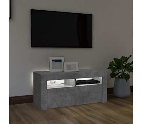 vidaXL TV-benk med LED-lys betonggrå 90x35x40 cm
