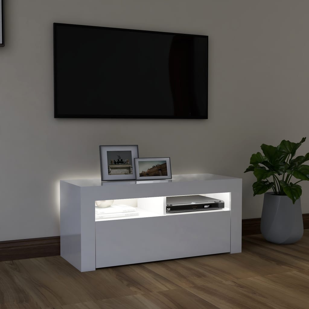 

vidaXL Tv-meubel met LED-verlichting 90x35x40 cm hoogglans wit