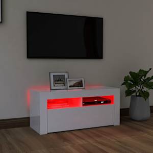 TV skříňka s LED osvětlením bílá s vysokým leskem 90x35x40 cm - obrázek 5