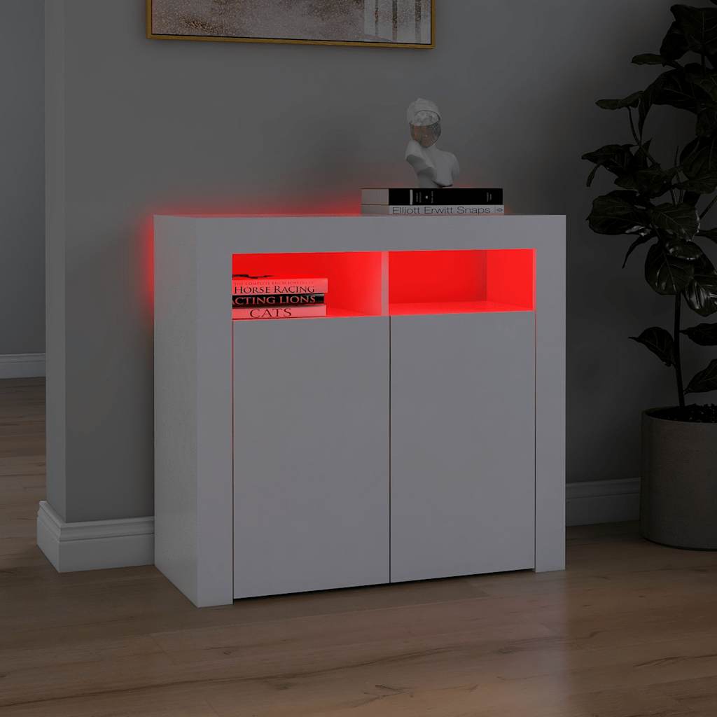 vidaXL Dressoir met LED-verlichting 80x35x75 cm wit afbeelding