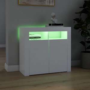 Příborník s LED osvětlením bílý 80 x 35 x 75 cm - obrázek 4