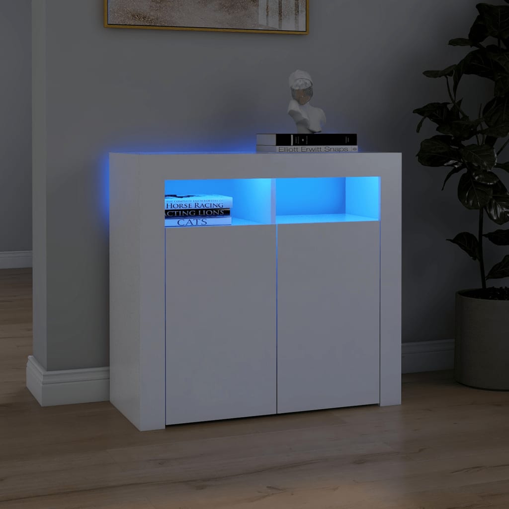 vidaXL Sideboard mit LED-Leuchten Weiß 80x35x75 cm