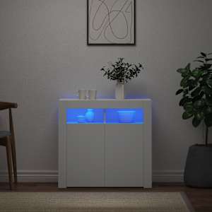 Příborník s LED osvětlením bílý 80 x 35 x 75 cm - obrázek 1