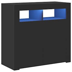 Příborník s LED osvětlením černý 80 x 35 x 75 cm - obrázek 2