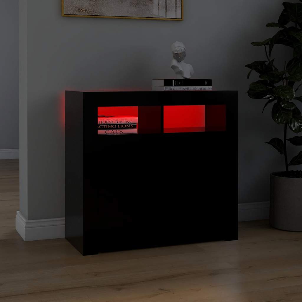 vidaXL Dressoir met LED-verlichting 80x35x75 cm zwart afbeelding