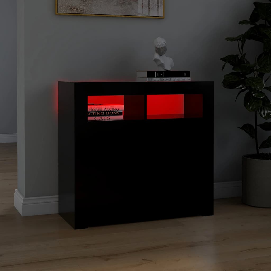 Thumbnail - vidaXL Sideboard mit LED-Leuchten Schwarz 80x35x75 cm