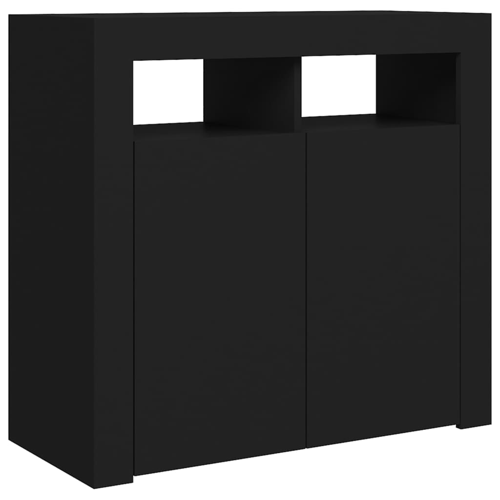 Servantă cu lumini LED, negru, 80x35x75 cm