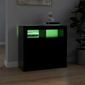 Příborník s LED osvětlením černý 80 x 35 x 75 cm - obrázek 4