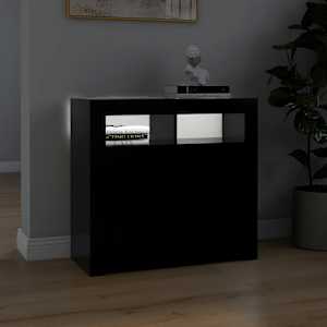 Příborník s LED osvětlením černý 80 x 35 x 75 cm - obrázek 5