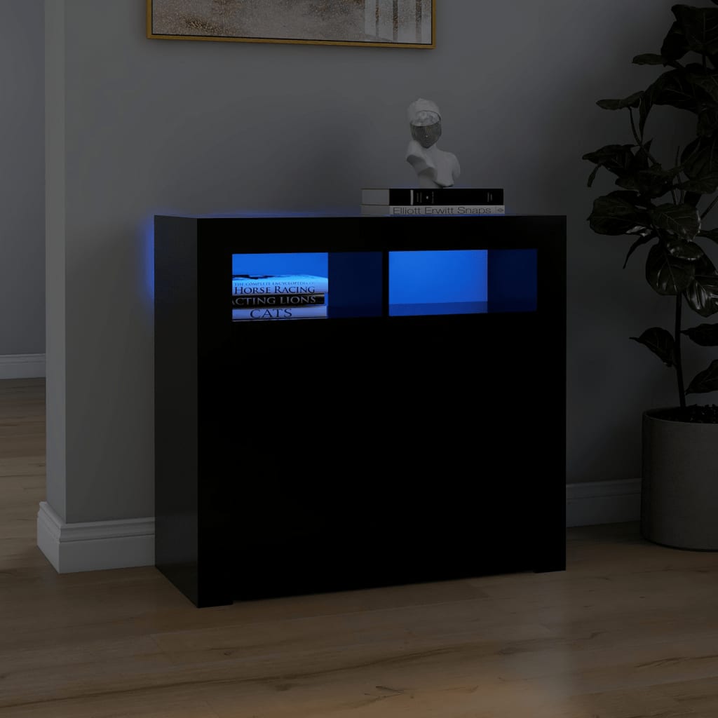 Senkki LED-valoilla musta 80x35x75 cm