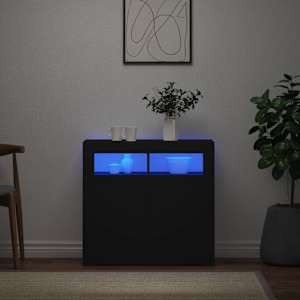 Příborník s LED osvětlením černý 80 x 35 x 75 cm - obrázek 1