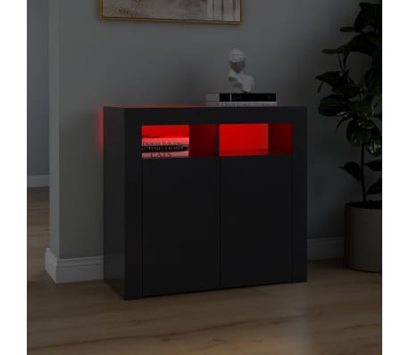 vidaXL Sideboard with LED Lights Gray 31.5"x13.8"x29.5"