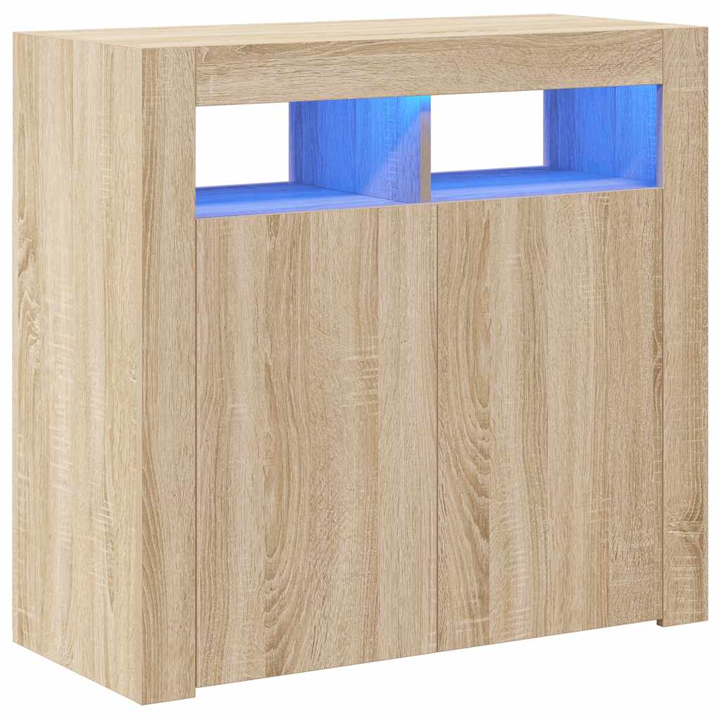 vidaXL Příborník s LED osvětlením dub sonoma 80 x 35 x 75 cm