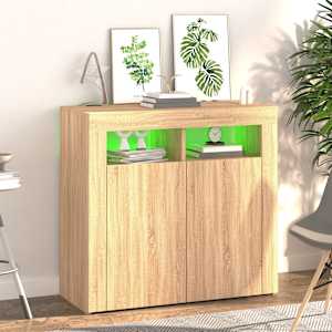 Příborník s LED osvětlením dub sonoma 80 x 35 x 75 cm - obrázek 4