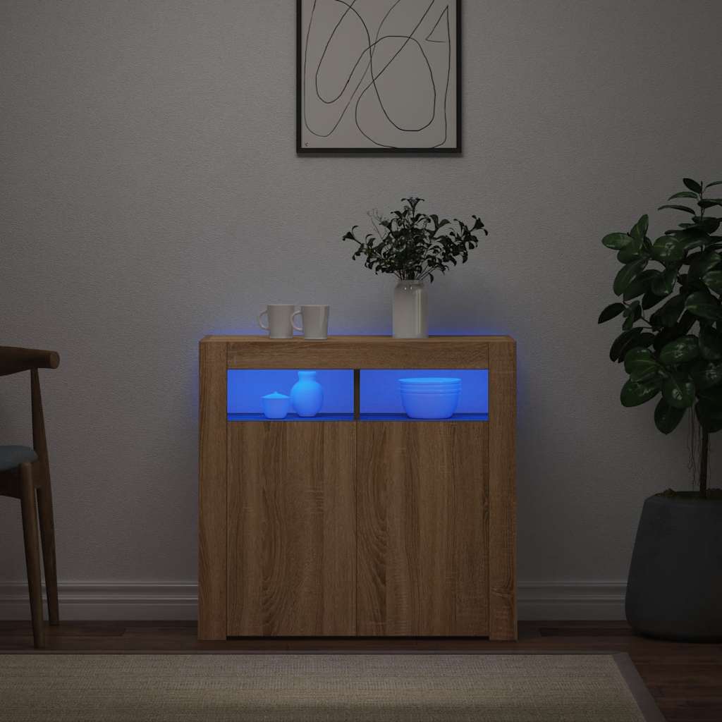 vidaXL Szafka z owietleniem LED, db sonoma, 80x35x75 cm