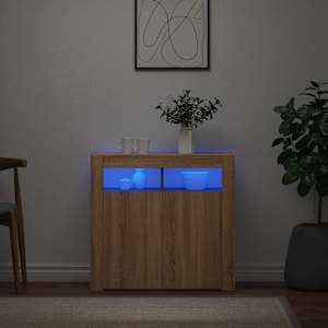 Příborník s LED osvětlením dub sonoma 80 x 35 x 75 cm - obrázek 1