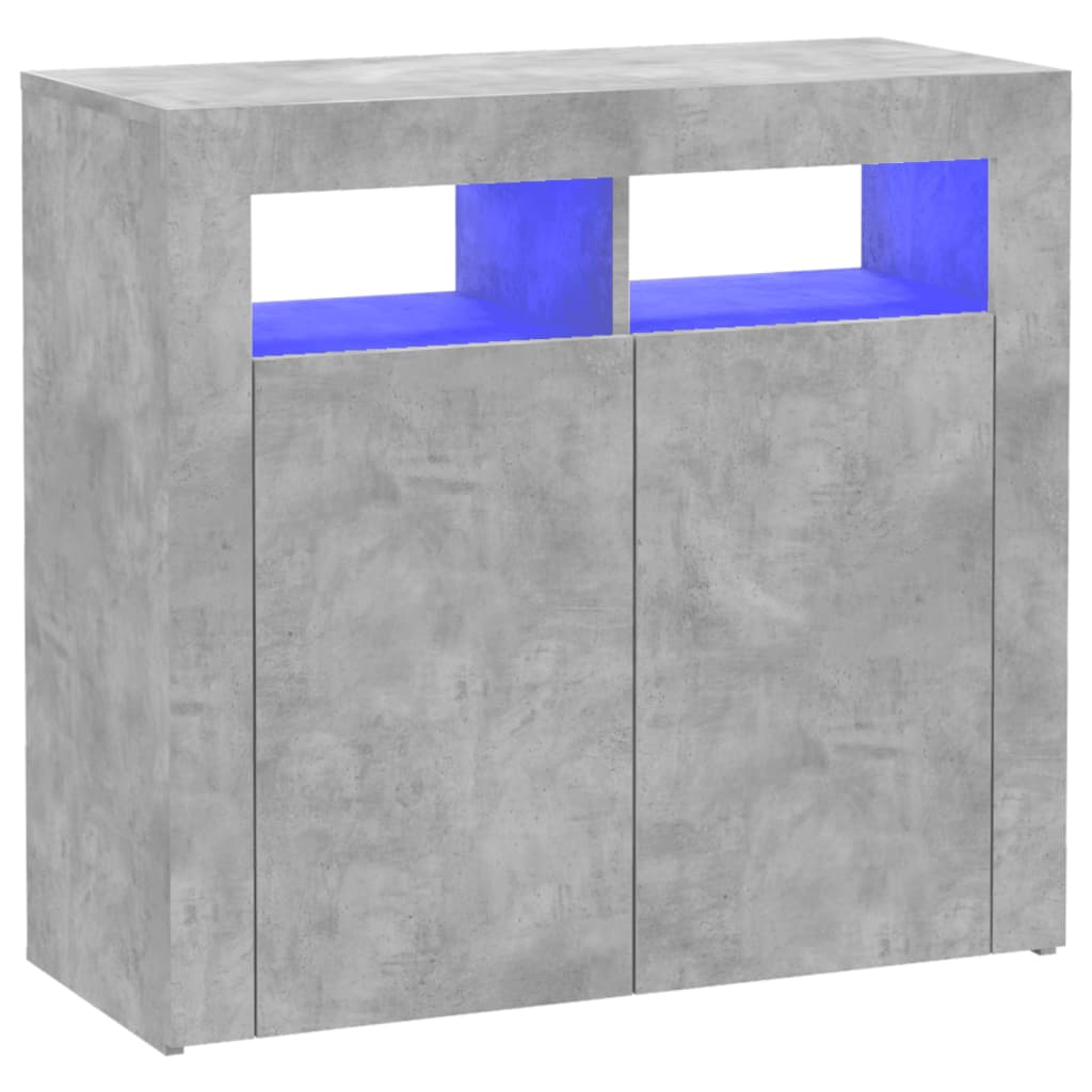 Příborník s LED osvětlením betonově šedý 80 x 35 x 75 cm