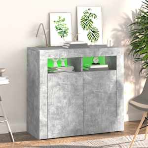 Příborník s LED osvětlením betonově šedý 80 x 35 x 75 cm - obrázek 4
