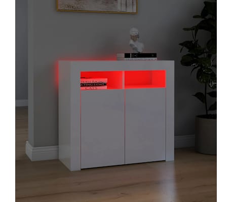 vidaXL Senkki LED-valoilla korkeakiilto valkoinen 80x35x75 cm