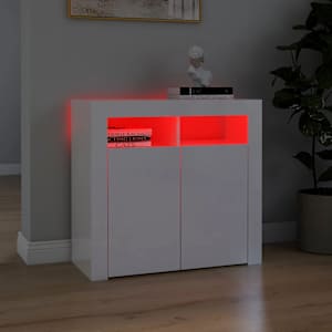 Příborník s LED osvětlením bílý s vysokým leskem 80x35x75 cm - obrázek 3
