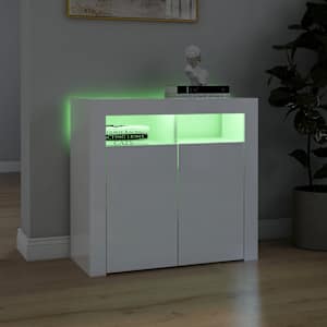 Příborník s LED osvětlením bílý s vysokým leskem 80x35x75 cm - obrázek 4