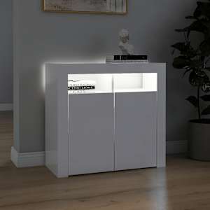 Příborník s LED osvětlením bílý s vysokým leskem 80x35x75 cm - obrázek 5
