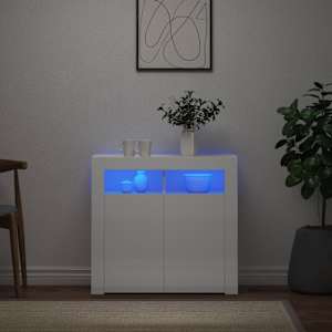 Příborník s LED osvětlením bílý s vysokým leskem 80x35x75 cm - obrázek 1