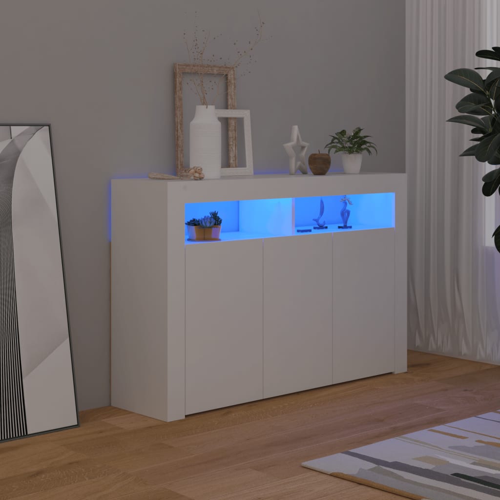 Sideboard mit LED-Leuchten Weiß 115,5x30x75 cm | Stepinfit.de