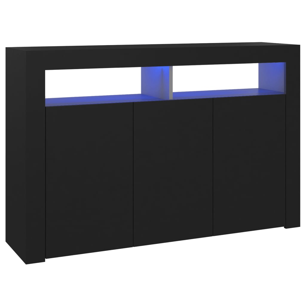 Sideboard mit LED-Leuchten Schwarz 115,5x30x75 cm | Stepinfit.de
