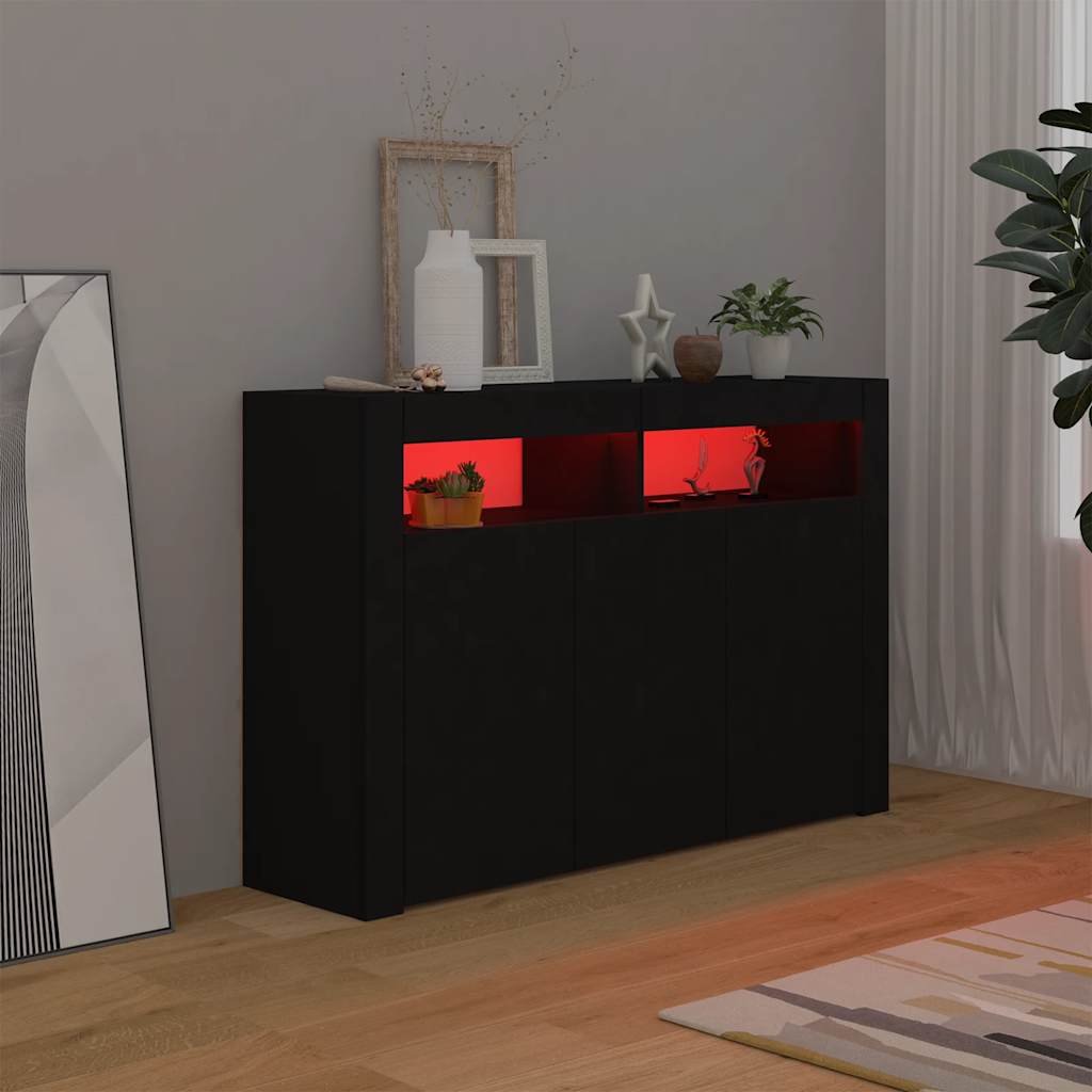 

vidaXL Dressoir met LED-verlichting 115,5x30x75 cm zwart