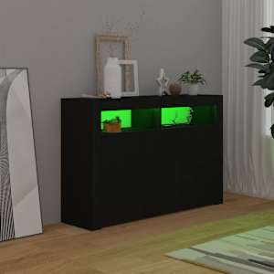 Příborník s LED osvětlením černý 115,5 x 30 x 75 cm - obrázek 4