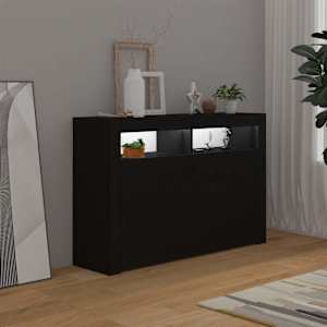 Příborník s LED osvětlením černý 115,5 x 30 x 75 cm - obrázek 5