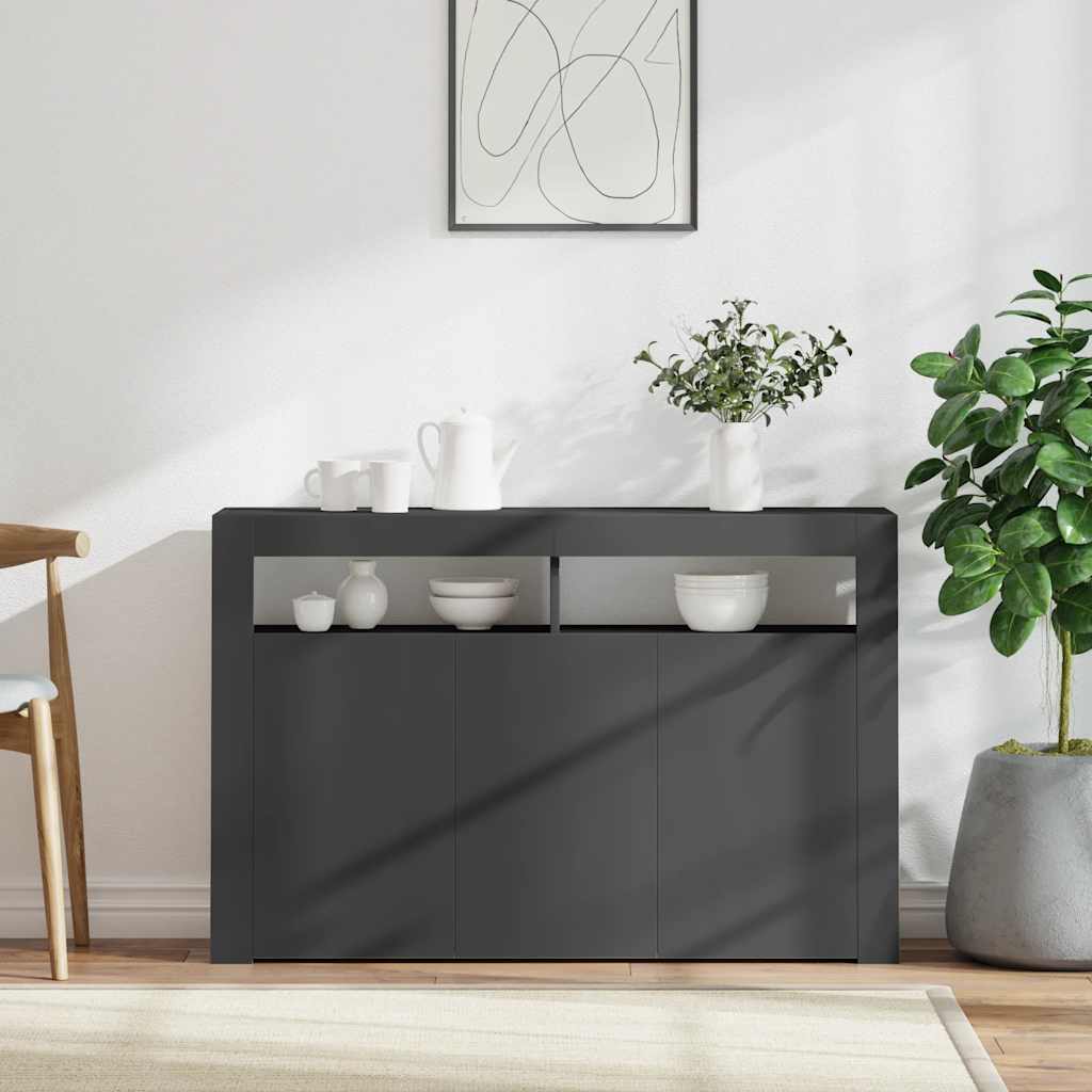

vidaXL Dressoir met LED-verlichting 115,5x30x75 cm grijs