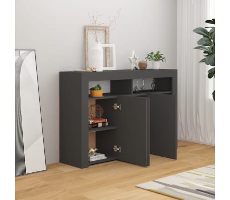 vidaXL Sideboard mit LED-Leuchten Grau 115,5x30x75 cm