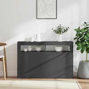 vidaXL &Scaron;oninė spintelė su LED ap&scaron;vietimu, pilka, 115,5x30x75cm