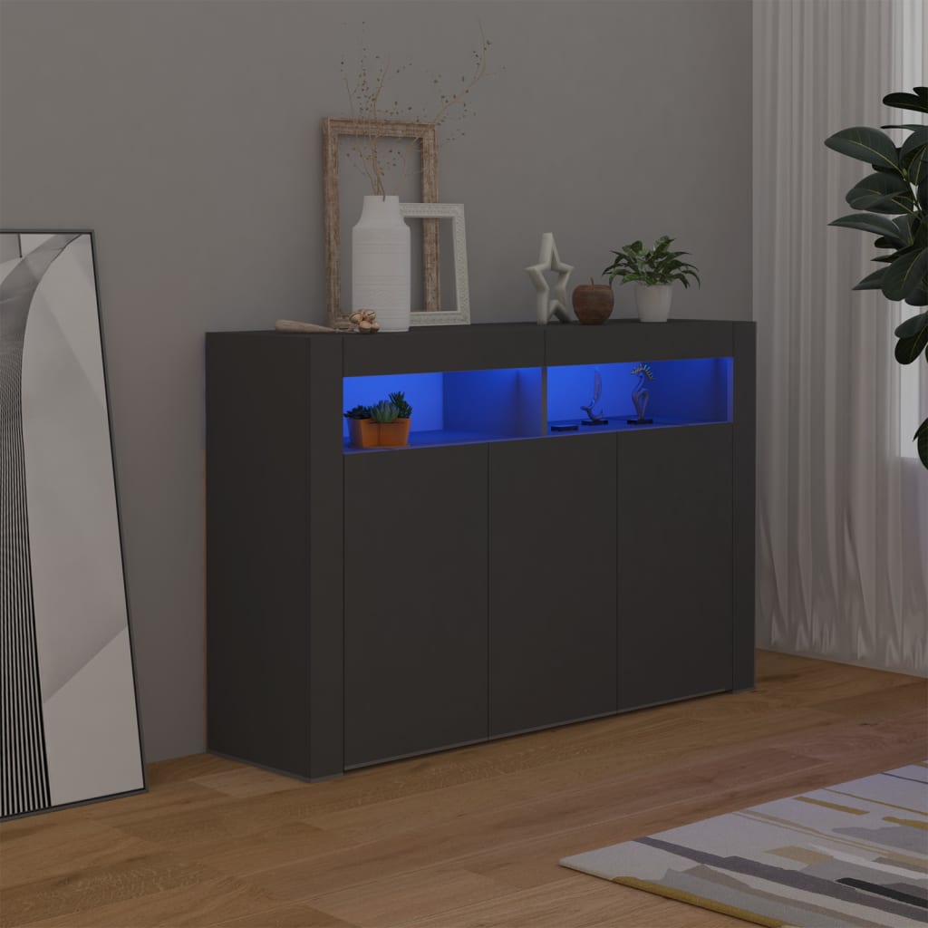 Senkki LED-valoilla harmaa 1155x30x75 cm