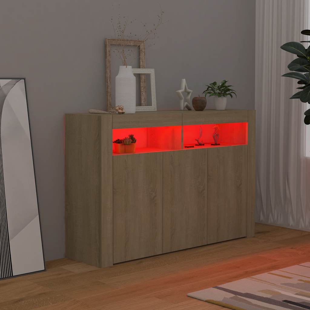 Thumbnail - vidaXL Sideboard mit LED-Leuchten Sonoma-Eiche 115,5x30x75 cm