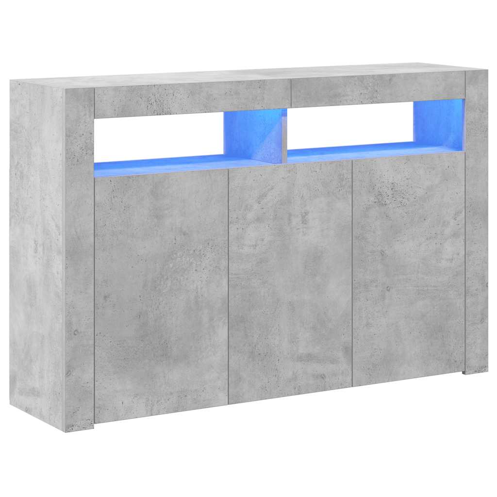 Thumbnail - vidaXL Sideboard mit LED-Leuchten Betongrau 115,5x30x75 cm