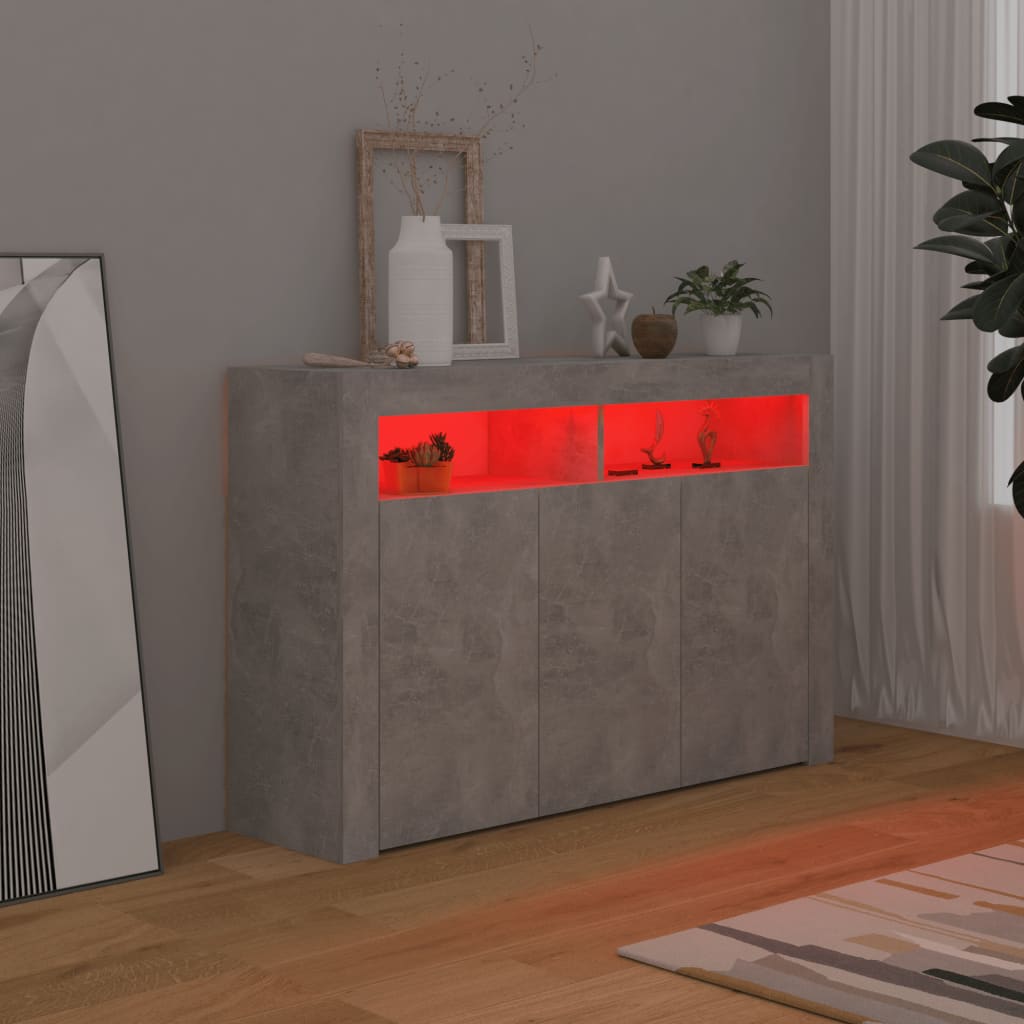 Sideboard mit LED-Leuchten Betongrau 115,5x30x75 cm | Stepinfit.de