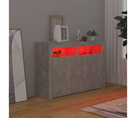 vidaXL Servantă cu lumini LED,gri beton, 115,5x30x75 cm