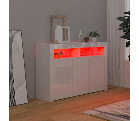 vidaXL Μπουφές με LED Γυαλιστερό Λευκό 115,5 x 30 x 75 εκ.