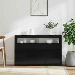 vidaXL Šoninė spintelė su LED apšvietimu, juoda, 115,5x30x75cm, blizgi