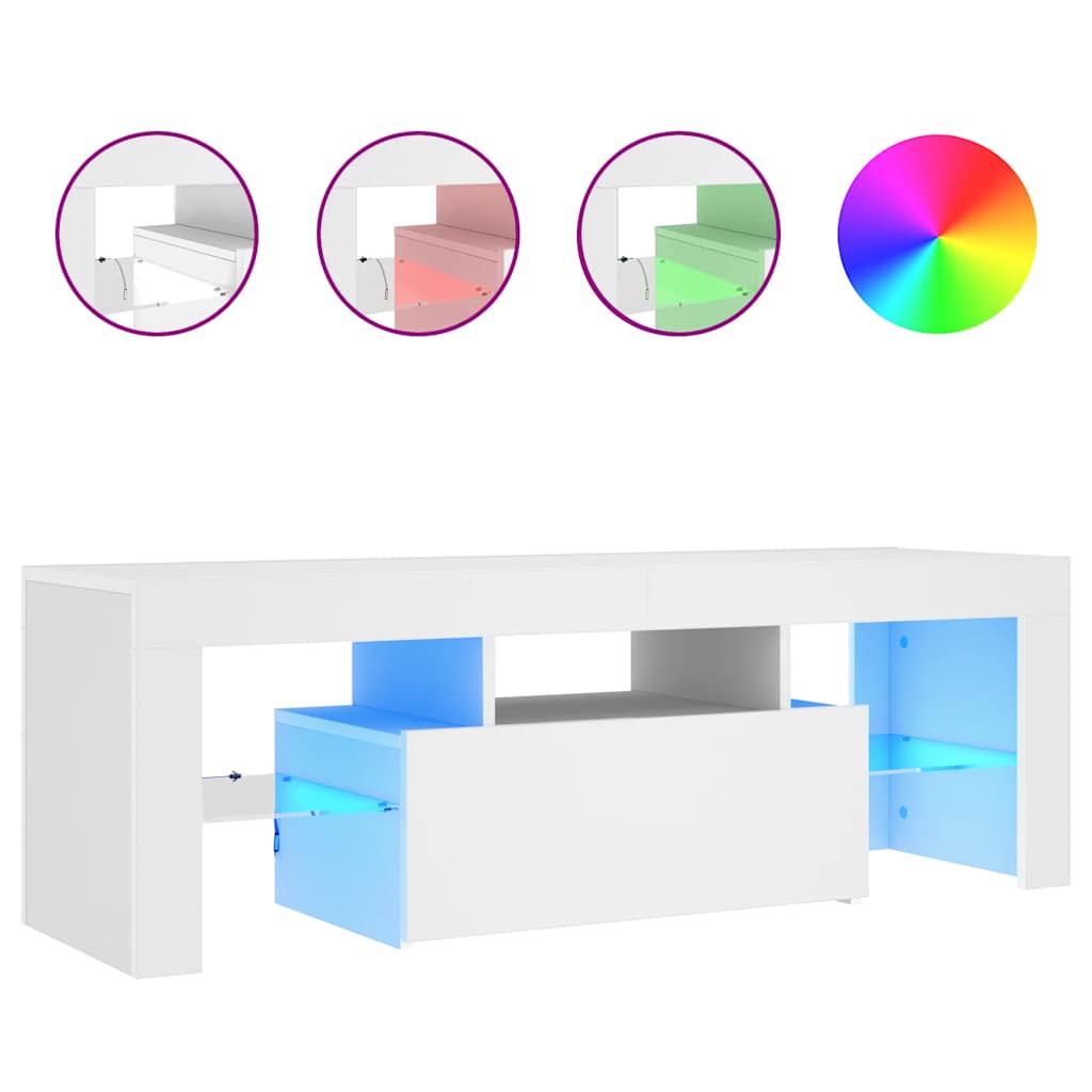 vidaXL TV skříňka s LED osvětlením bílá 120 x 35 x 40 cm