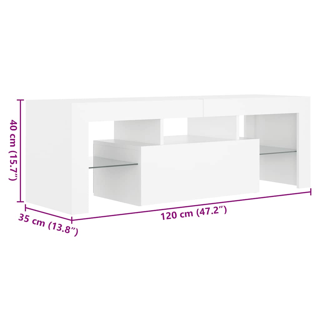 TV skříňka s LED osvětlením bílá 120 x 35 x 40 cm - obrázek 17