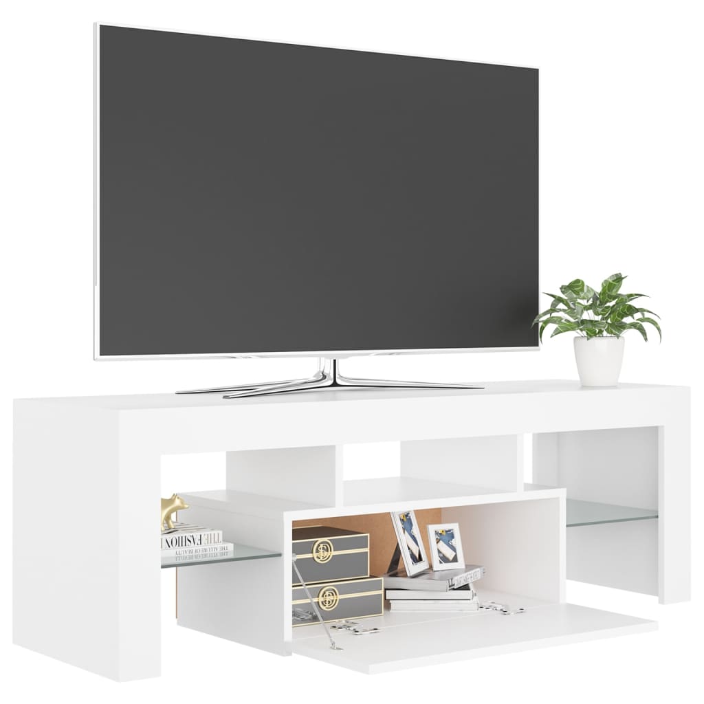 TV omarica z LED lučkami bela 120x35x40 cm