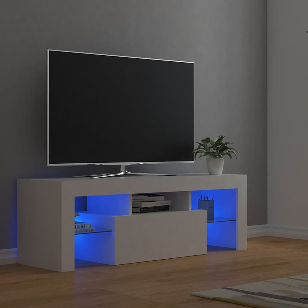 vidaXL Szafka pod TV z owietleniem LED, biaa, 120x35x40 cm
